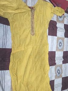 Yellow Embroidered Kurta
