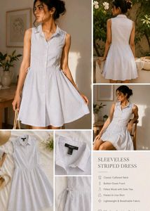 FOREVER 21 Sleeveless Striped Shirt Dress
