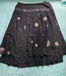 Stylish Black Skirt with Polka Dots
