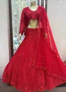 Stunning Red Sequined Lehenga Choli Set
