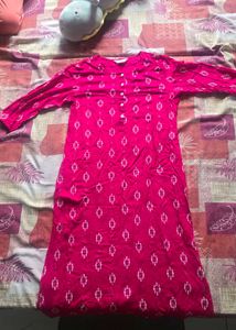 Bright Pink Printed Kurta