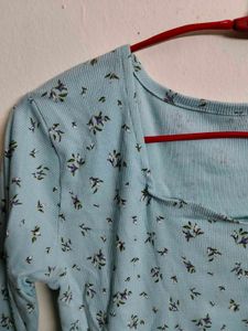 Light Blue Floral Print Top