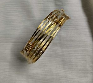 Golden Bangles with Rhinestones
