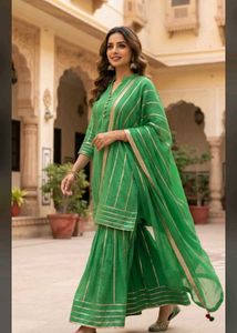 Vibrant Green Kurta Set with Dupatta