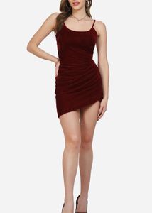 Burgundy Velvet Mini Dress
