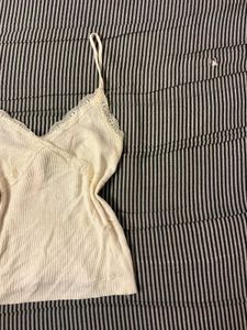 Cream Lace Trim Cami Top