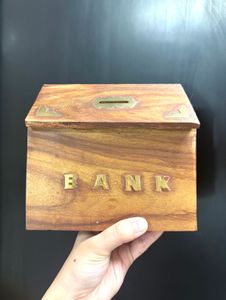 Wooden "BANK" Piggy Bank