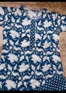 Blue Floral Kurta Set for Women pure cotton new