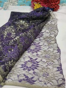 Elegant Purple Lace Saree with.blouse