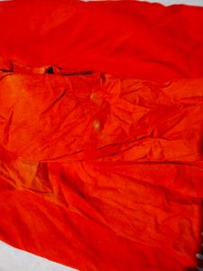 Vibrant Orange Kurta with Paisley Print