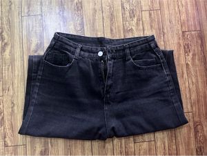 Wide Leg Black Denim Jeans
