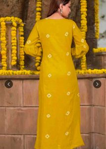 Yellow Anarkali Kurta with Pants Set