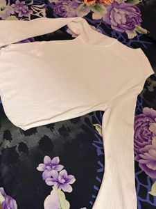 Cream Bell Sleeve Mock Neck Top