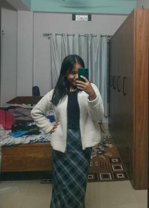 Plaid Straight Skirt