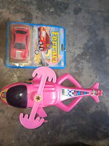 Toy Car and Helicopter Set