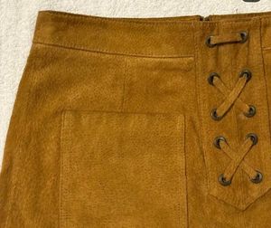 Suede Mini Skirt - Tan