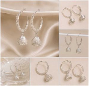 Elegant Silver Jhumka Hoop Earrings