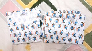 Floral Print Cotton Night Suit Set