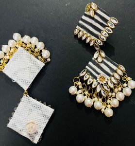 Fancy Fabric Party Wear Long Size Earrings