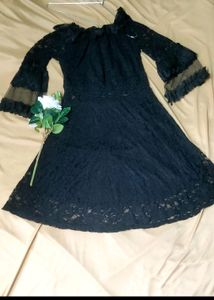 Black Net Off Shoulder Dress