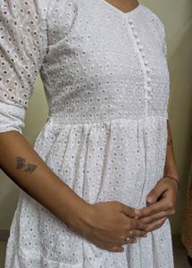 Elegant White Broderie Anglaise Gown