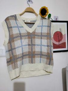 Cozy Plaid Knit Vest