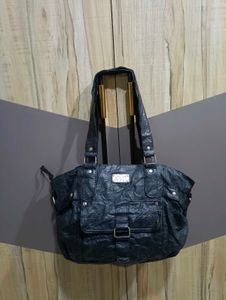 Stylish Black Faux Leather Handbag