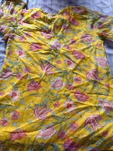 Vibrant Yellow Floral Kurta