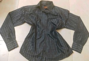 Shiny silver Long Sleeve Shirt