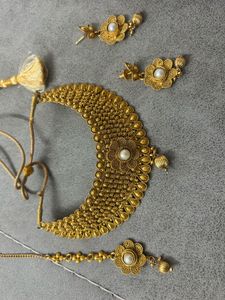 Exquisite Gold-Tone Necklace and Earring Set