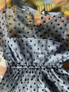 Chic Blue Polka Dot Tulle Dress