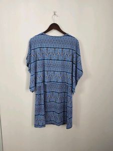 Blue Geometric Cold Shoulder Dress