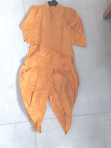 Boys Ethnic Wear Golden Dhoti Kurta Set