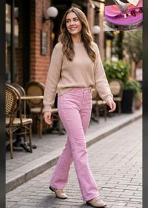 Pink Corduroy Flare Pants