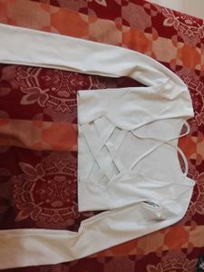 White Criss-Cross Back Crop Top