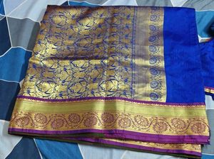 Royal Blue Silk Saree with Gold Weave