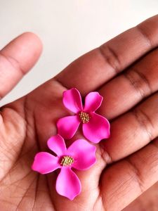 Magnolia Shaped Pink Earrings
