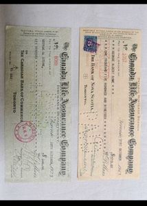 1927 &amp; 1941 Vintage Cheques