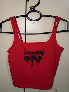 Red Graphic Print Crop Top