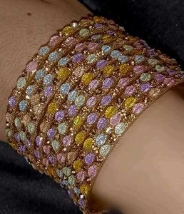 Chic Multicolored Stone Bangles Set