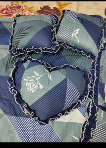 Blue Geometric Leaf Print Bedsheet Set