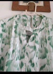 Green Floral Print top cum kurta