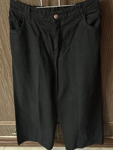 Black Culottes - Wide Leg Cropped Pants