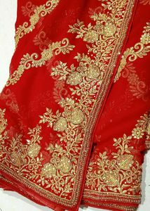 Red &amp; Gold Saree