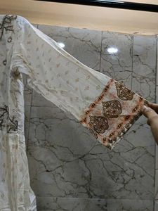 Elegant Embroidered long Anarkali Kurta with Pant