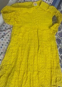 Vibrant Yellow Eyelet Top
