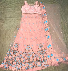 Stunning Peach Floral Lehenga Choli