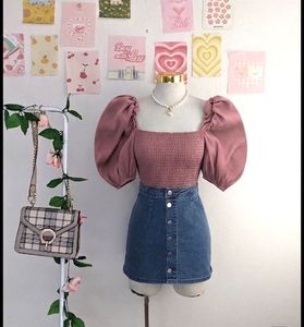 Mauve Off-the-Shoulder Smocked Top