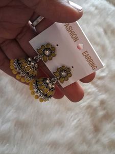 Yellow Jhumka Earrings