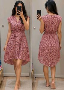 Chic peach  Print Flare Dress🍁🍁